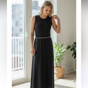 Ronni Nicole vintage black ribbed maxi dress!